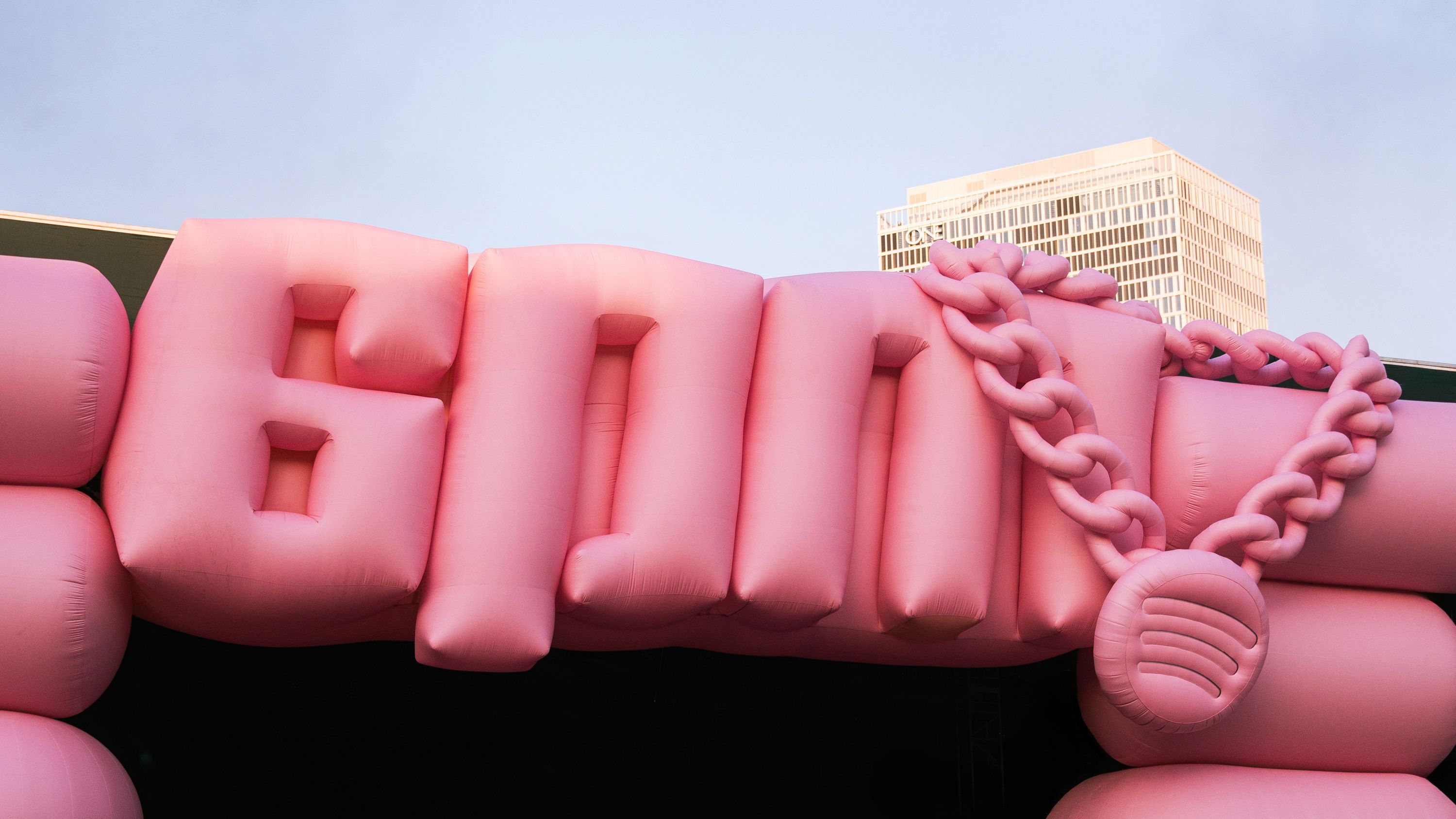 6PM Festival: inflatable 6PM logo with a chrome chain, design visuals