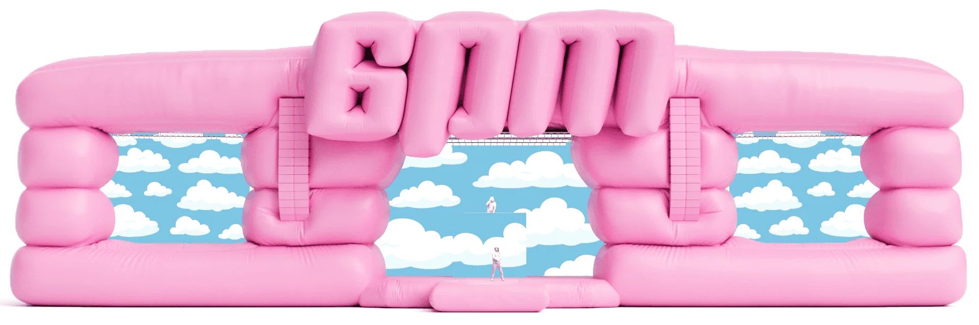 6PM Festival: render of the pink inflatable 6PM logo with cloud prints