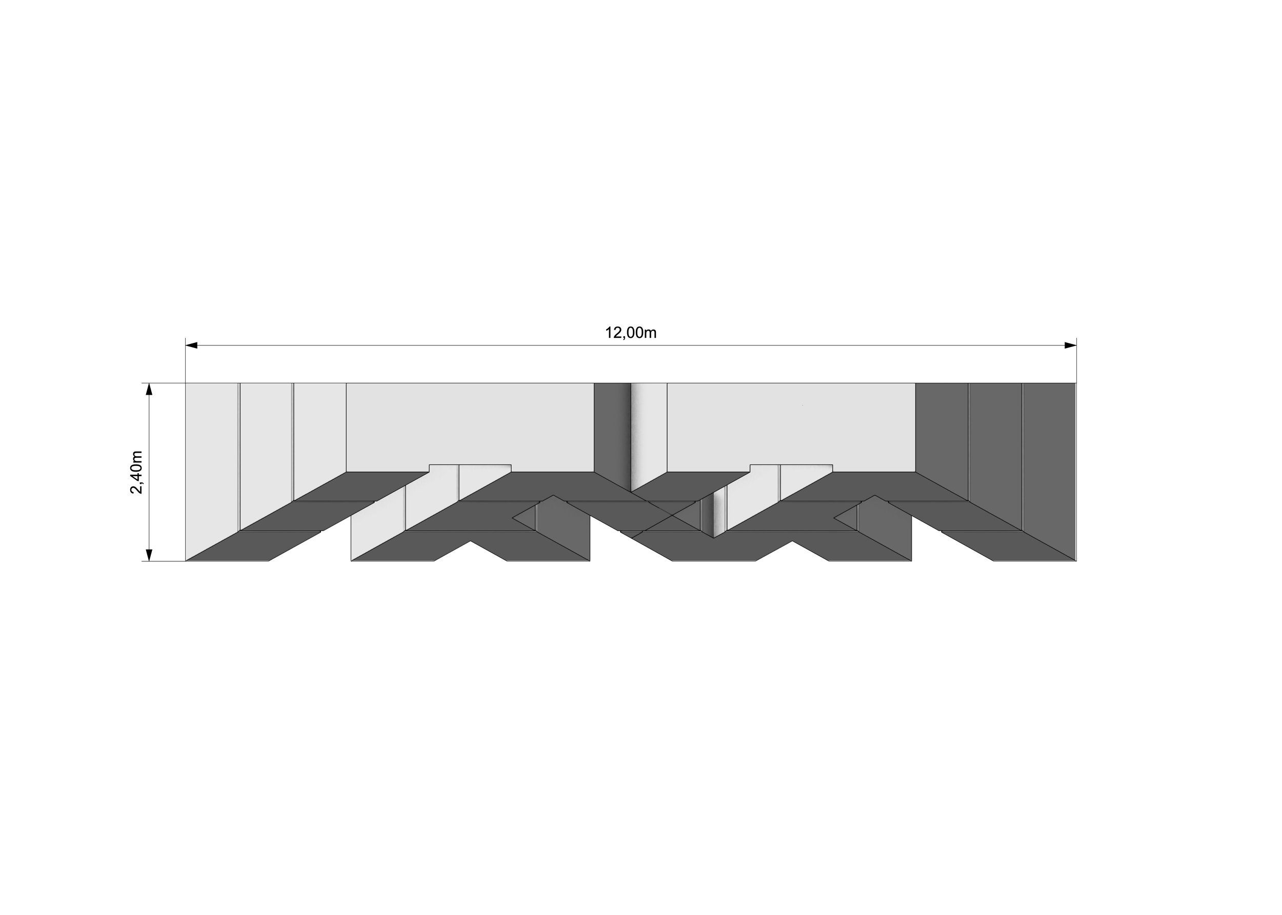 Technical drawing of the Marteria M inflatable, side and top view