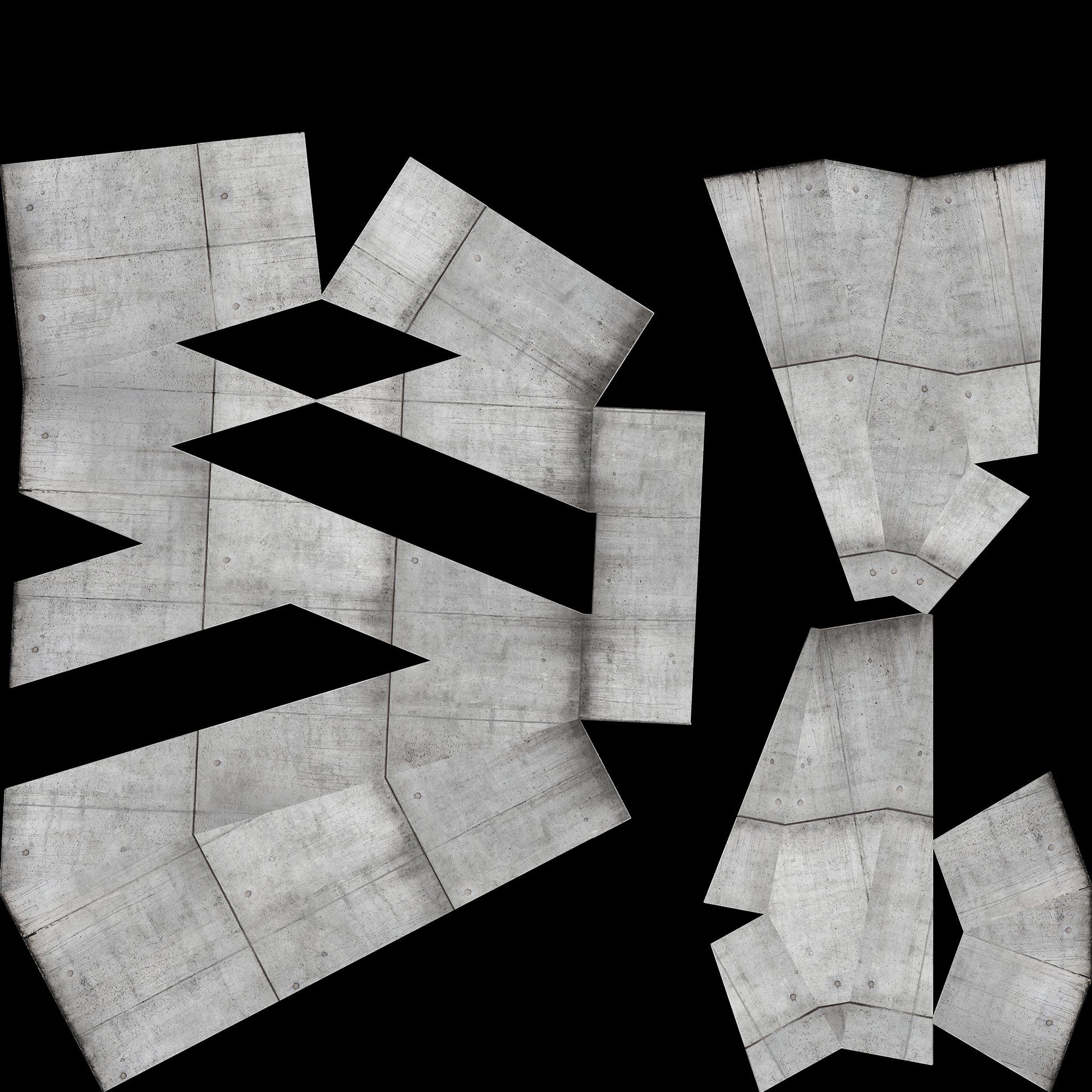 Cutting pattern of the concrete-look fabric panels for the M inflatable